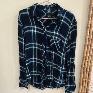 Rails Teal and Navy Checkered Shirt